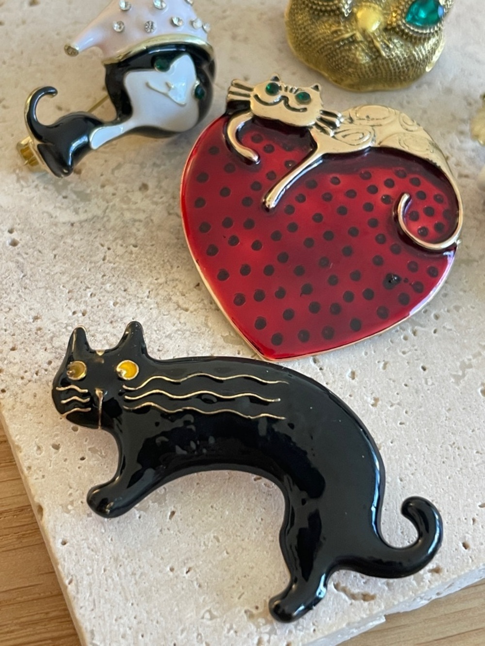Cat Brooch Bundle Black Cat Heart Whimsical Coquette Cute Animal Jewelry Set - Picture 2 of 7